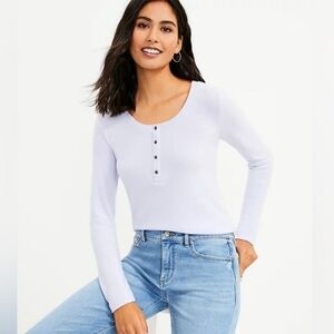 Loft Cozy Jersey Henley Top - Sweet Lavender